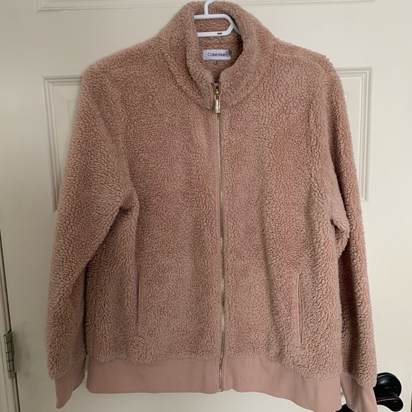 Calvin Klein Tops - Calvin Klein Sherpa Sweater - Full Zip with Gold - Size Medium - Plush P…